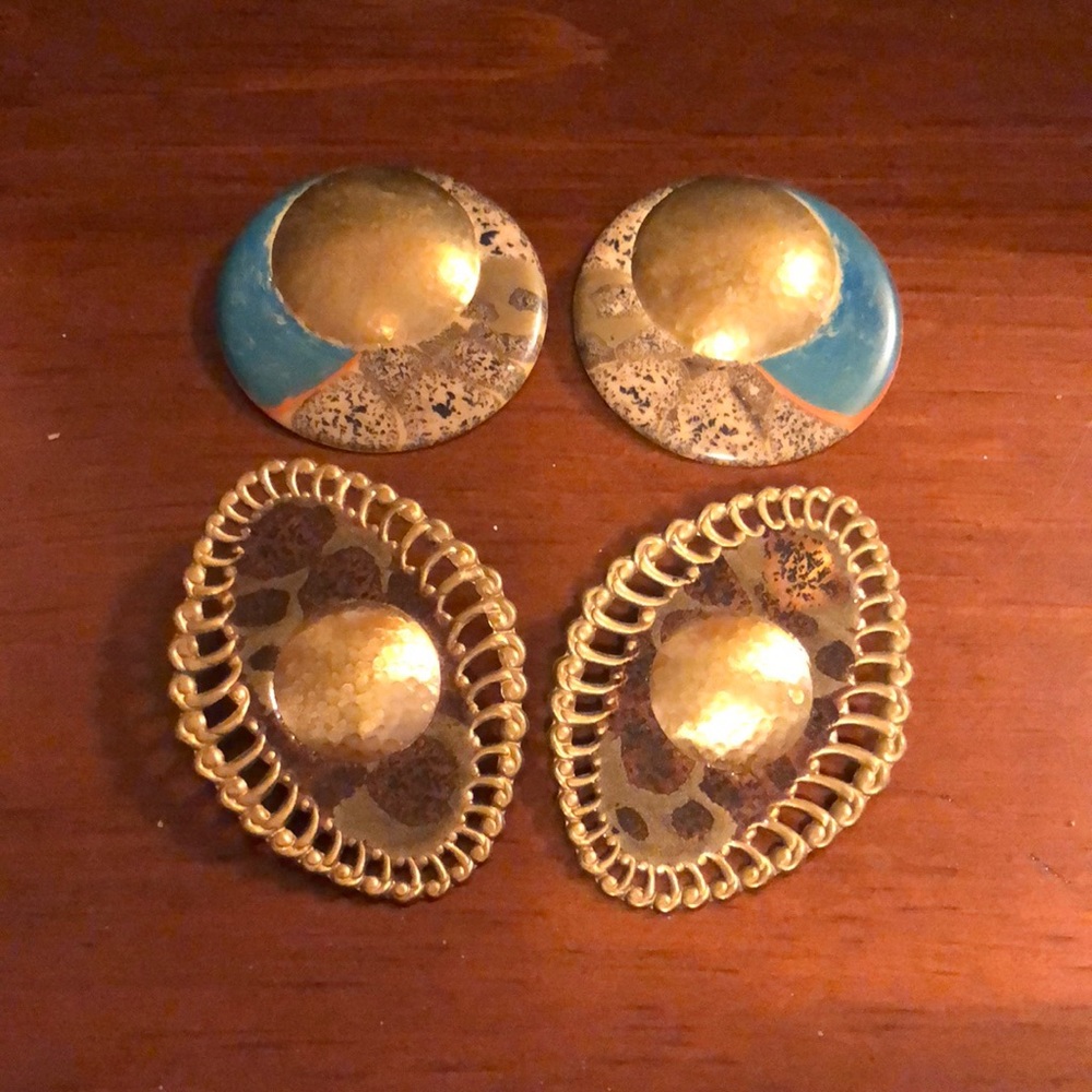 Brass and Enameled Earrings circa 1970’s.